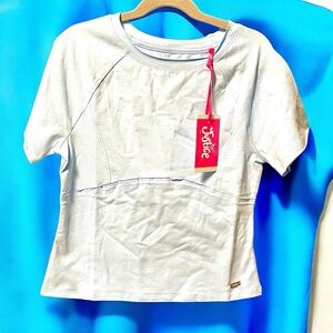New girls Justice blue seamed sail tee